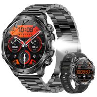 FOSMET Montre Connectée Homme 1.85" HD, Appels Bluetooth, Lampe de Poche, 24/7 Surveillance de la Santé/SpO2, Sommeil, 100+