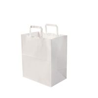 SACS EN PAPIER - Sacs en papier avec poignée plate, Sacs de courses, biodégradables & compostables - blanc, 26x17x25cm, 25 pièces