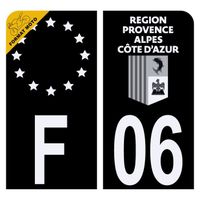 Autocollant Sticker Plaque d'immatriculation Moto Département 06 Alpes-maritimes Noir