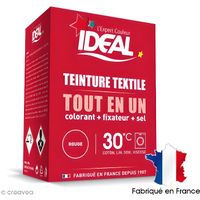 Kit complet teinture Ideal Tout en Un - Mini Rouge - 230 gr Kit teinture Idéal out en 1, format Mini (230 gr) pour textile, - Pour