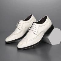 Chaussures en cuir richelieu à lacets pour hommes - AY - Blanc - Classiques pour hommes d'affaires