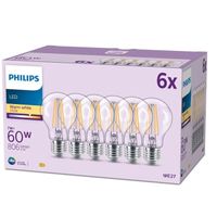 Philips pack de 6 ampoules LED blanc chaud, verre
