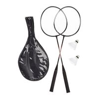 Relaxdays Badmintonset mit Tasche, 2 robuste Bälle, Federballschläger für Kinder/Erwachsene, HxB 66 x 20 cm, grau