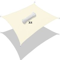 VOUNOT Voile d’ombrage Rectangulaire Imperméable Polyester avec Corde 3x2m Beige