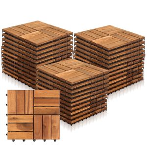 REVETEMENT EN PLANCHE Yakimz Lot de 33 dalles en bois d'acacia 3m2 class