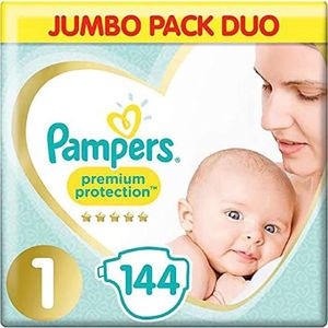 COUCHE Couches pour Bébé Taille 1 - PAMPERS - Pack de 2x72 - Premium Protection - New Baby