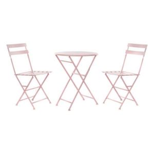 Ensemble table et chaise de jardin ensemble table + 2 chaises rose métal (3 pcs) - Co