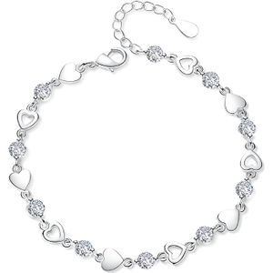 BRACELET - GOURMETTE  Bracelet Femme Cœur 925 en argent Cristal Diamant