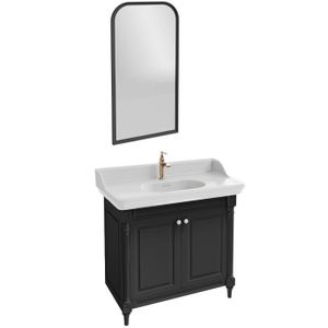 MEUBLE VASQUE - PLAN Meuble salle de bain JACOB DELAFON Cléo 1889 plan vasque + miroir + mitigeur lavabo or