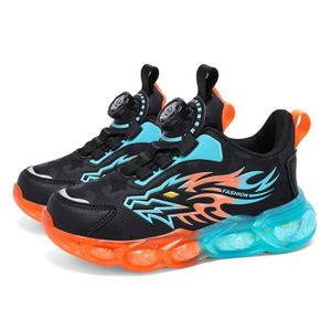 BASKET DH™ Sneakers pour enfants en cuir anti-dérapant, Chaussures de sport légères pour garçons, Motif dragon à la mode - Noir Orange
