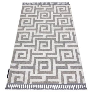 TAPIS Tapis MAROC P655 labyrinthe, grec gris / blanc Franges berbère marocain shaggy - 160x220 cm