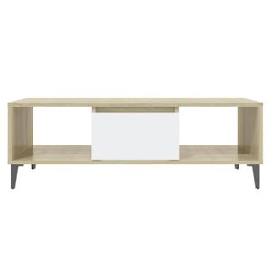 TABLE BASSE Table basse - VINGVO - Blanc - Rectangulaire - Aspect bois