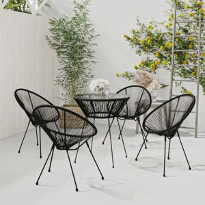 Ensemble table et chaise de jardin ZERODIS Ensemble à dîner d'extérieur 5 pcs Rotin PVC Noir HB042