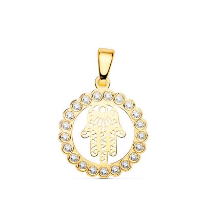 Pendentif Main De Fatma En Or Jaune 18 Carats – Modèle Filigrané, Style Oriental