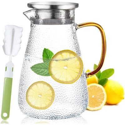 Uten Carafe En Verre 1.8L Avec Poignée Cristal Et Couvercle Inox - Pour Lait, Vin, Jus, Eau Carafe Sans Plomb Uten Carafe En Verre 1.8L Avec Poignée Cristal Et Couvercle Inox - Pour Lait, Vin, Jus, Eau Carafe Sans Plomb