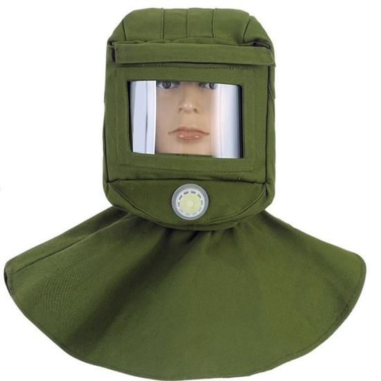 Capuchon De Sablage Professionnel Blanc – Protection Anti-Poussière Avec Lentille Verre Et Valve Respirante – Pour Meulage & Polissage