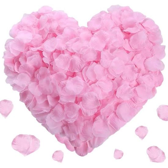 Lot De 1 000 Pétales De Rose Artificiels Avec 24 Bougies LED En Forme De Cœur Sans Flamme Romantique Pour La Nuit La SaintValentin Un Anniversaire De Mariage Un Mariage Décoration De