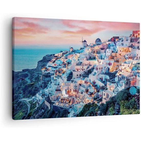 Tableau Sur Toile Tulup 100x50cm - Santorin, Grèce, Impression Moderne, Décoration Murale