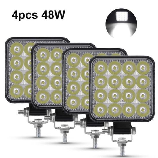 4pc 48W work light -Nlpearl Mini LED Lumière De Travail 12V 24V Projecteur LUMIÈRE LED Guide Optique Hors Route Camion 4x4 4WD SUV A