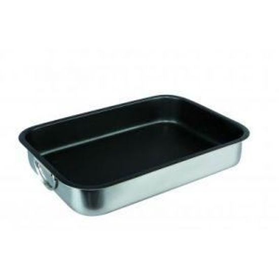 Plat à Rôtir Lacor Inox 18/10 - 35x26cm - Qualité Professionnelle Pour Four Et Cuisson