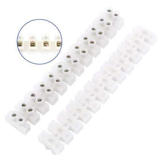 Lot De 70 Borniers & Connecteurs - 5 Blocs 4 Positions 600V 15A + Bandes Isolées + Fourches - 4
