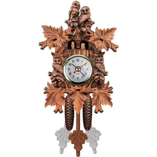 1pcs Horloge, horloge de coucou, horloge de coucou artisanat en bois, horloge murale de style arbre maison, Art Vintage décor (304)