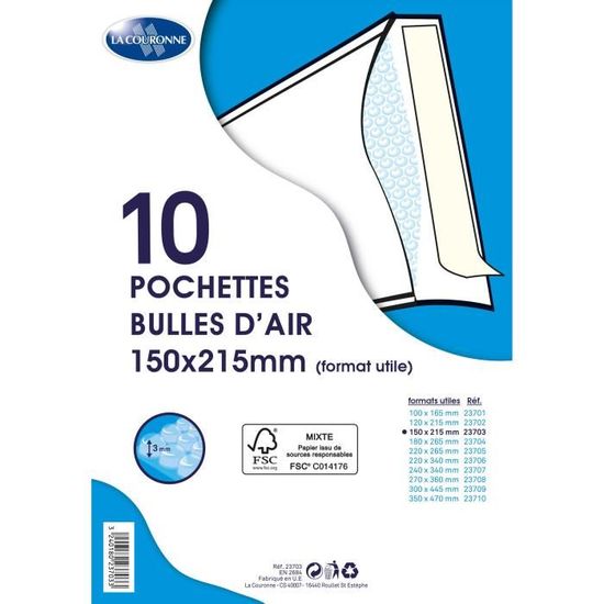 Lot De 100 Enveloppes à Bulles Blanc Taille C/3 - 150 X 215 Mm - Kraft Renforcé - Fermeture Autocollante