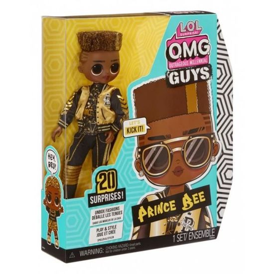 L.O.L. Surprise! LOL Surprise OMG Poupée Garçon Prince Bee 20 Surprises, Dont 1 poupée