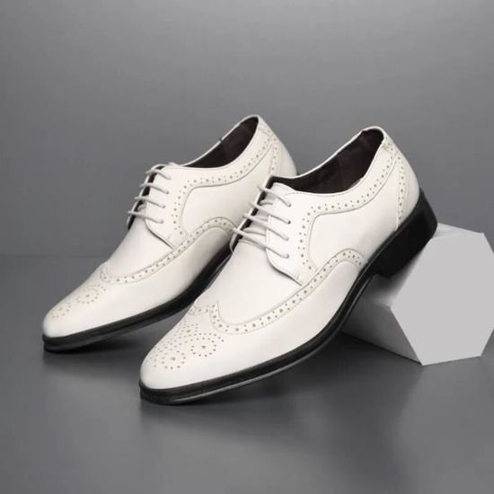 Chaussures Richelieu En Cuir Pleine Fleur à Bout Carré - Pour Homme, Style Décontracté Pro - Semelle Discrète Rehaussée