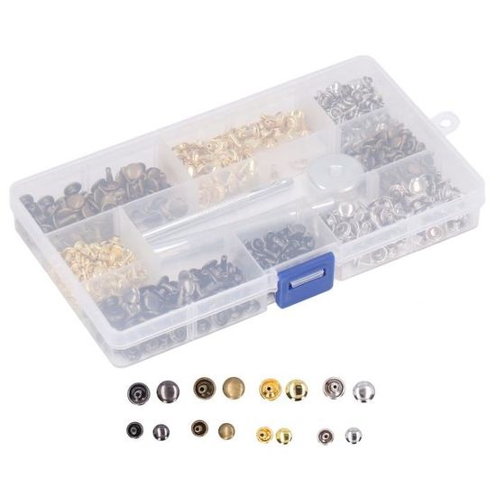 100 Set Rivets en Cuir Double Rivet Tubulaire Rivet Clous Goujons de Double Casquette en Métal