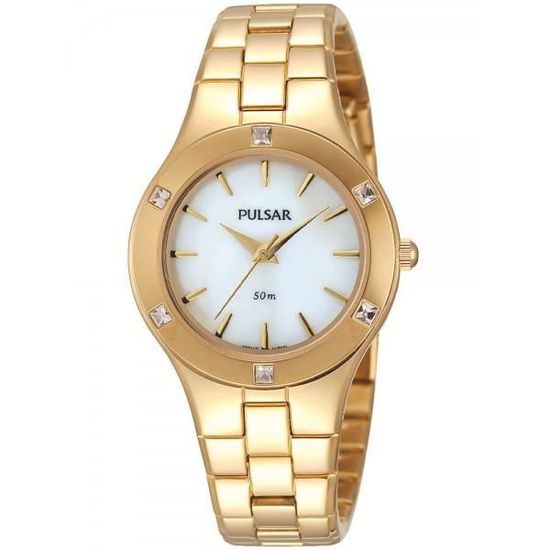Montre Femme Pulsar Lassale - Plaquée Or - Cadran Or - Années 90 - Mouvement Quartz - Neuf