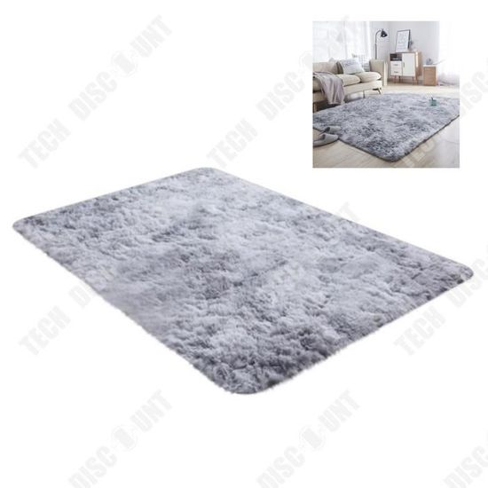 TD® tapis salon lavable moelleux gris clair anthracite shaggy chambre –