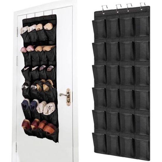 Range Chaussures Suspendu NATUCE - 28 Poches Avec 4 Crochets - Gain De Place Pour Porte/Placard