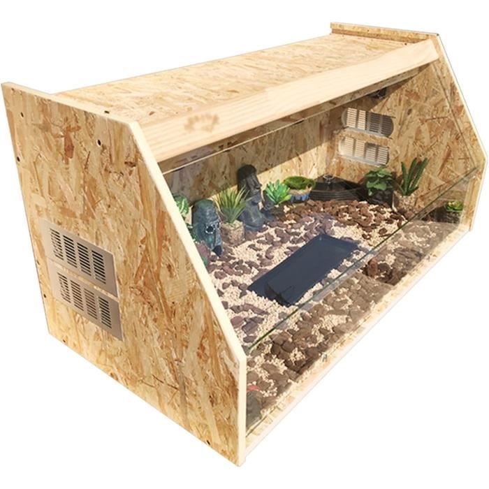 Tnfeeon Verre Tortue Réservoir Reptile Terrariums Tortue Habitat Aquarium Réservoir Pour Tortue Cornue Grenouille Ermite Crabe