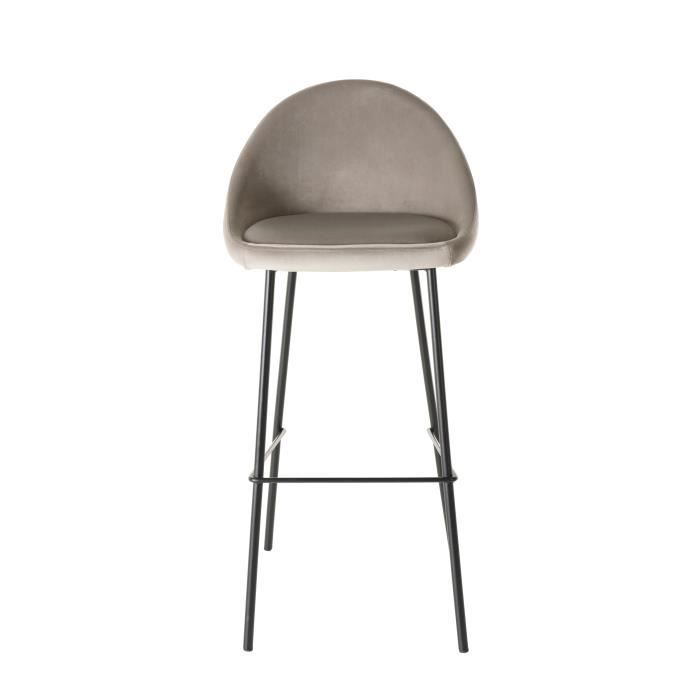 MACABANE AUGUSTIN - Lot de 2 tabourets de bar velours chamois beige pieds métal noir hauteur dassise 80cm MACABANE AUGUSTIN - Lot de 2 tabourets de bar velours chamois beige pieds métal noir hauteur dassise 80cm