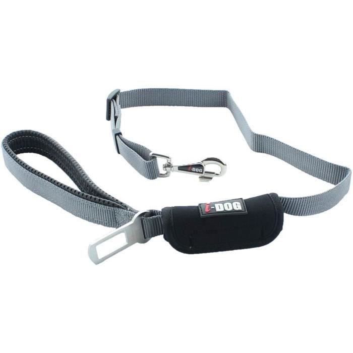I DOG Laisse Confort - L 100 cm - Noir et gris - Pour chien
