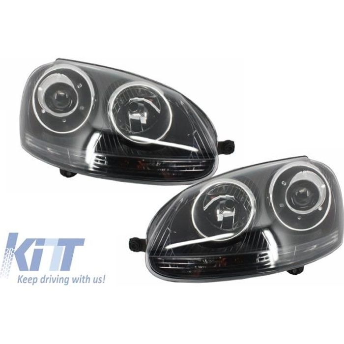 Phares pour VW Jetta Golf 5 V 03-07 GTI R32 Design Version Noir Xenon Look
