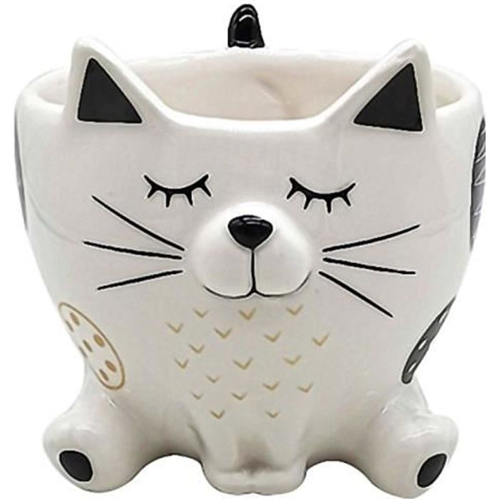 Cache Pot de Fleurs Chat SOHO Blanc