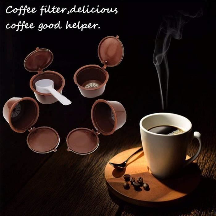 5 Pcs Capsule Filtre de Café Réutilisables Compatible Nescafe Dolce Gusto 1 Cuillere à Cafe 1 Brosse A Nettoyer