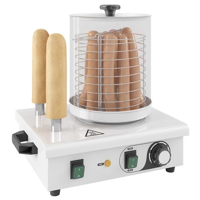 Vente-Hot Machine à hot-dog Appareil à hot-dog avec 2 tiges Acier inoxydable 500 W ®IYWDG