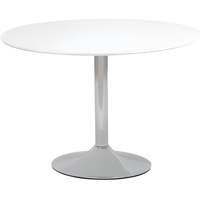 FLAVIO - Table élégante pour intérieur moderne - 90x90x75 cm - Pied central en métal - Plateau en bois MDF - Blanc