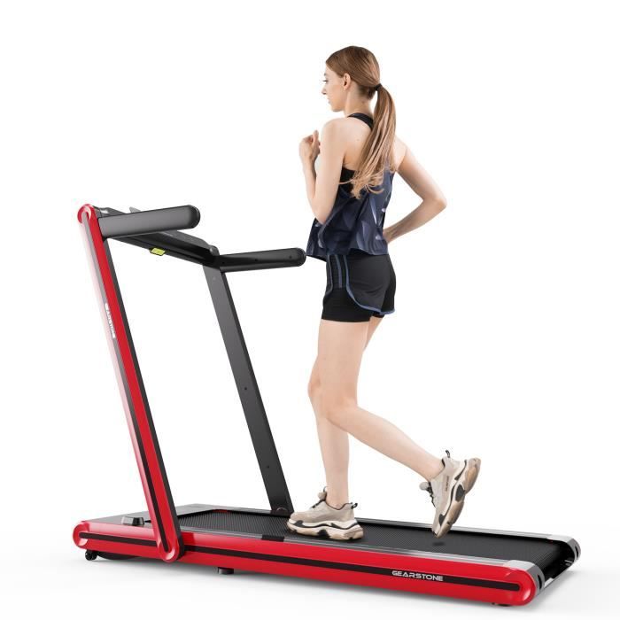 GEARSTONE Tapis de Course Pliant 2 en 1, 1-15km/h, 2 Modes Sportifs, Contrôle Écran Tactile/Télécommande, Bluetooth Intégré