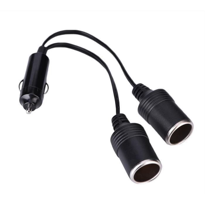 Drfeify Câble adaptateur allume-cigare 12V / 24V Câble d'Extension Chargeur de Voiture Fiche Mâle à 2 Voies Prise Femelle de