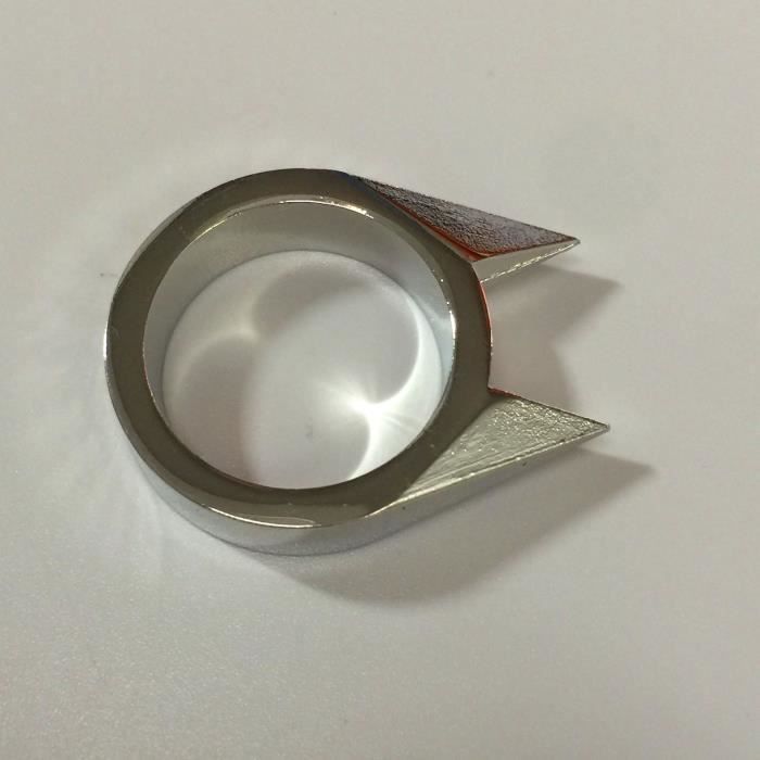 Argent - Bague de défense pour hommes et femmes, outil d'auto-survie EDC, en acier inoxydable, protection des