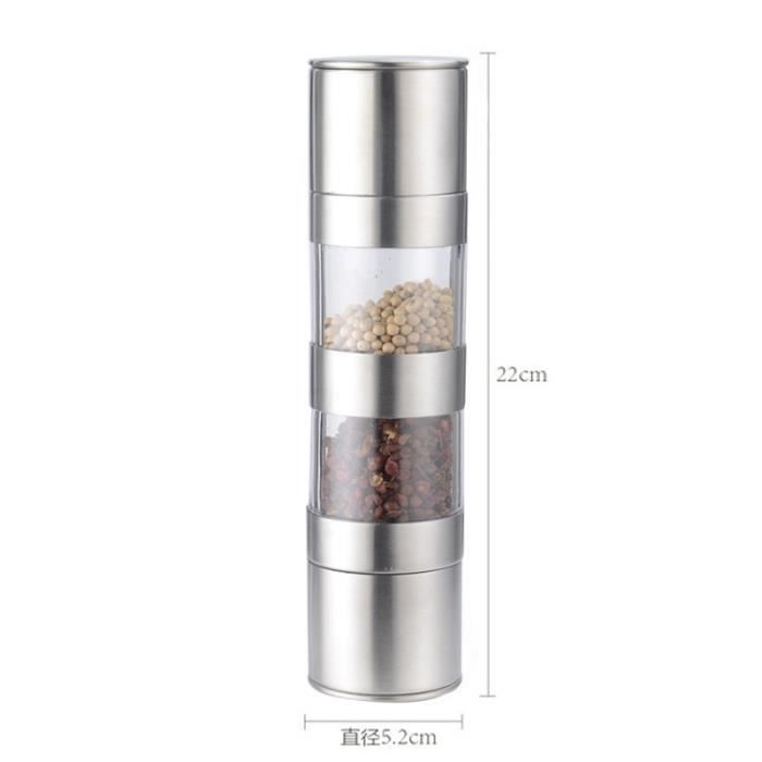 Pot a épices,Moulin manuel à sel et poivre, condiments, rechargeable, moulin ajustable, ustensile de cuisine, - Type Double head