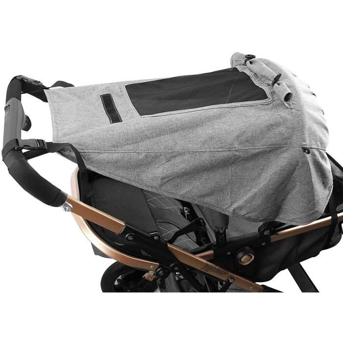 Pare-Soleil pour Poussette Housse de soleil pour poussette bébé Anti UV UPF50+ Auvent de landauSe fixe facilement à la capote