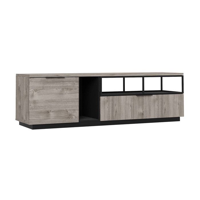 Meuble TV Hifi 1 porte 1 tiroir Snapp - Fabrication Française - CaliCosy Bois Clair