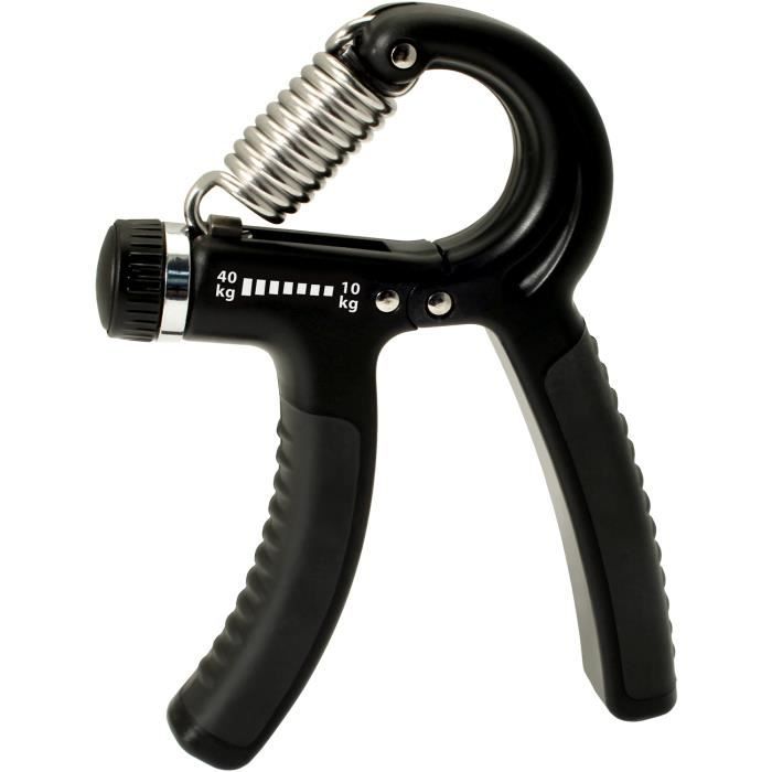 CampTeck U6747 10 – 40KG Résistance Ajustable Poignee Musculation de Main Poignée d'exercices pour Avant-Bras – Noir, 1 Pièce
