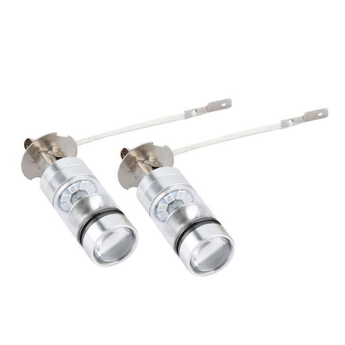 LES® Qiilu Ampoules de phare 100W LED Ampoules Phares de Brouillard Voiture Conduite Lumière Bleu 2x H3 6000K 117211