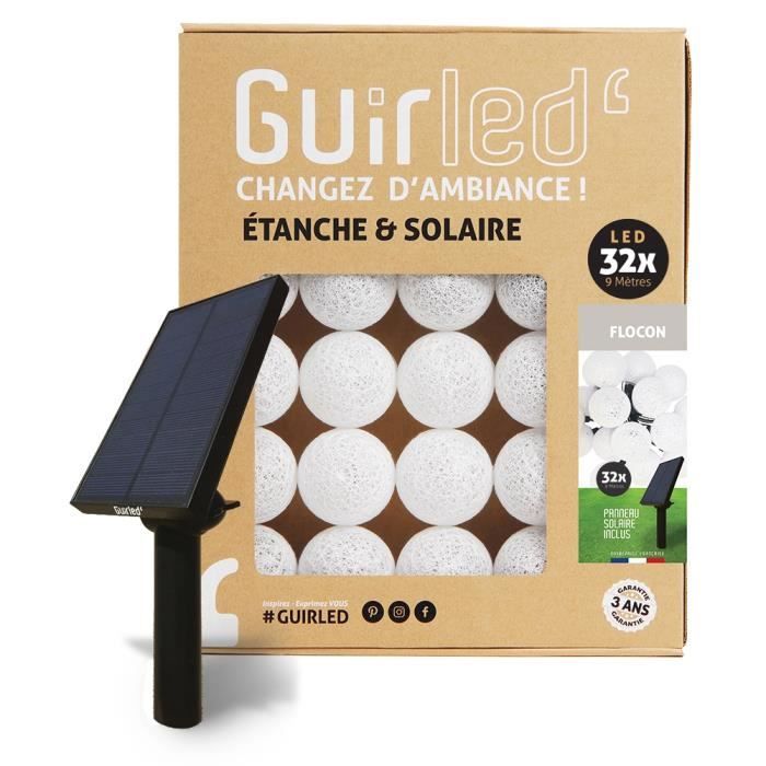 Guirlande lumineuse boules d'extérieur Solaire Guinguette LED- Étanche - 32 boules 6,4m - Flocon